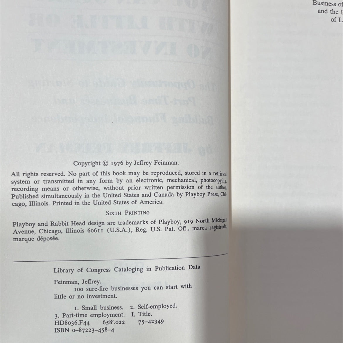 100 sure-fire businesses you can start with little or no investment book, by Jeffrey Feinman, 1976 Hardcover image 3