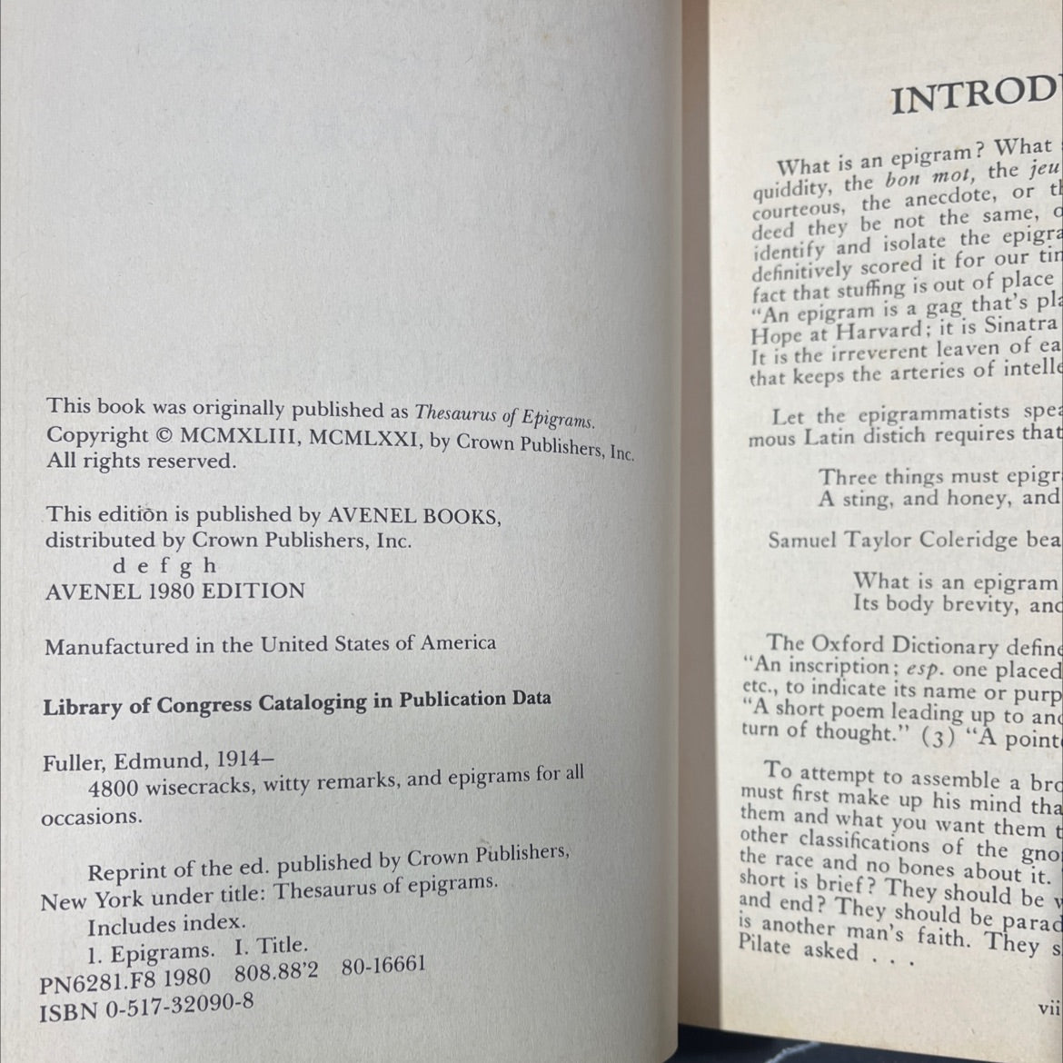 4800 wisecracks, witty remarks, and epigrams for all occasions book, by Edmund Fuller, 1980 Hardcover image 3