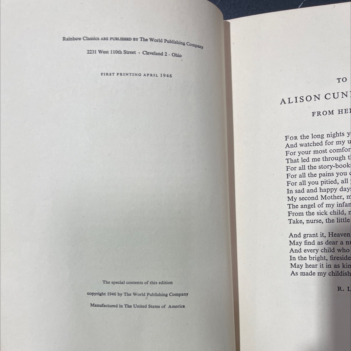 a child's garden of verses book, by robert louis stevenson, 1946 Hardcover image 3