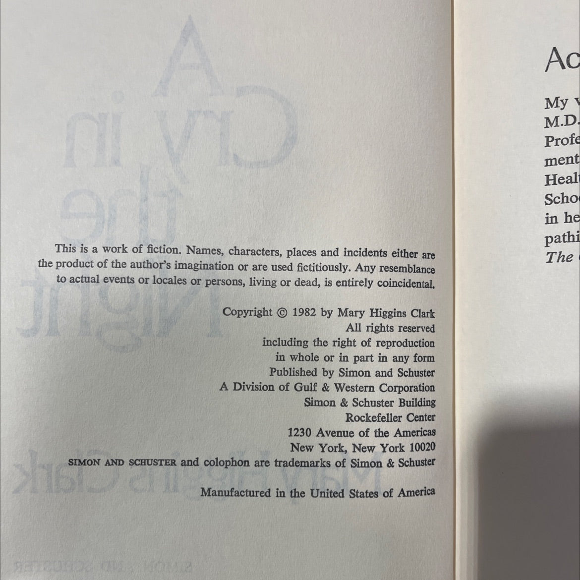 a cry in the night book, by mary higgins clark, 1982 Hardcover image 3