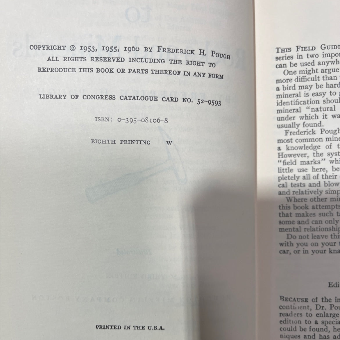 a field guide to rocks and minerals book, by frederick h. pough, 1960 Hardcover image 3