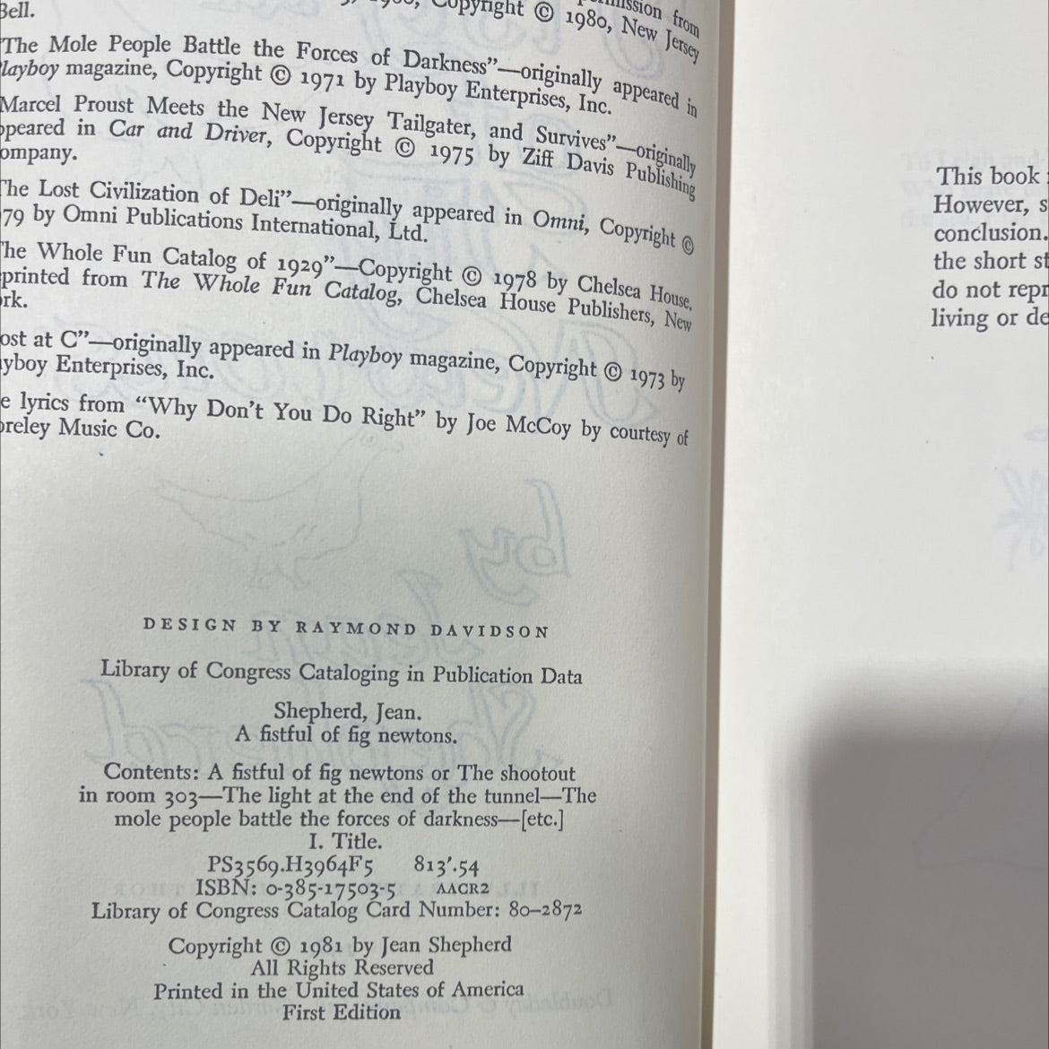 a fistful of fig newtons book, by jean shepherd, 1981 Hardcover image 3