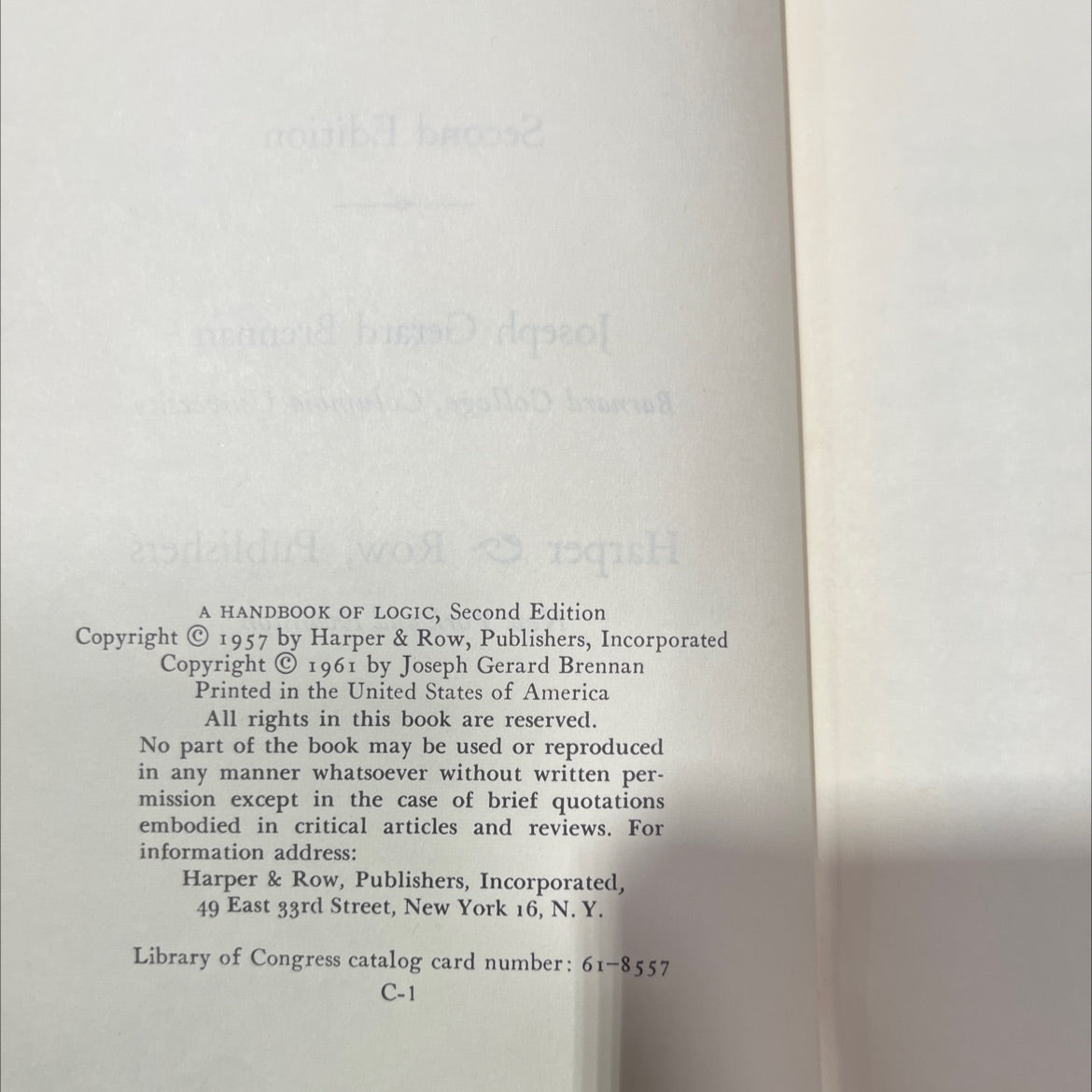 a handbook of logic book, by joseph gerard brennan, 1961 Hardcover image 3
