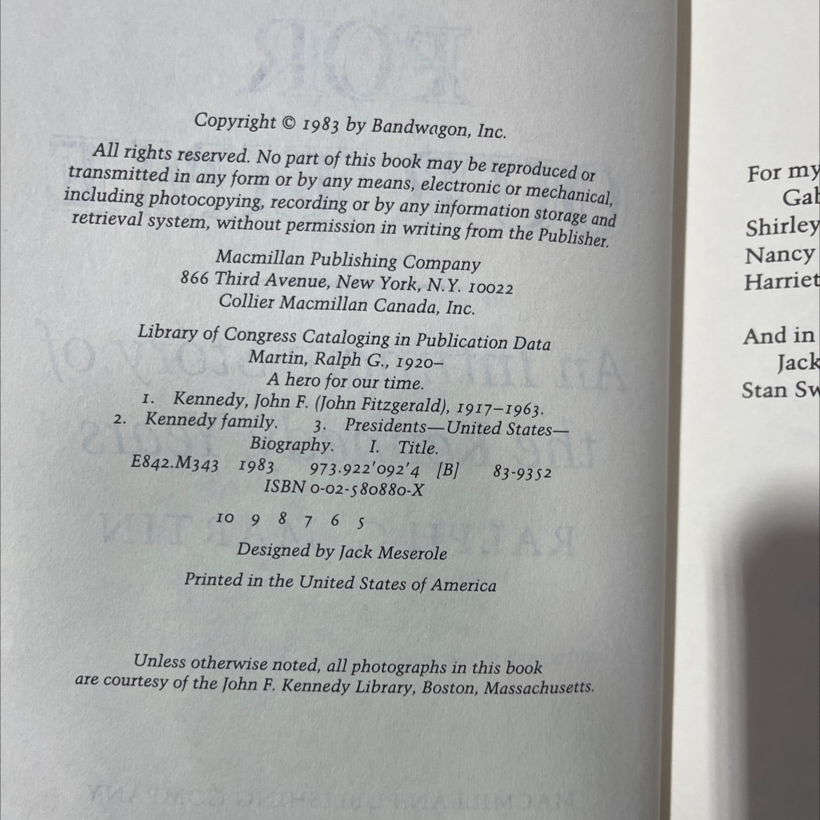 a hero for our time book, by ralph g. martin, 1983 Hardcover image 3