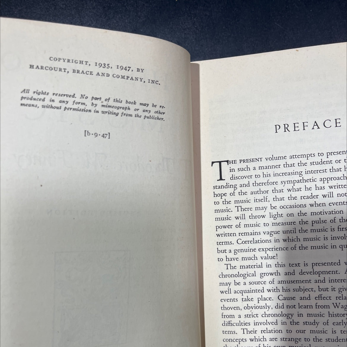 a history of music book, by Theodore M. Finney, 1947 Hardcover, Vintage, Heavily Used image 3