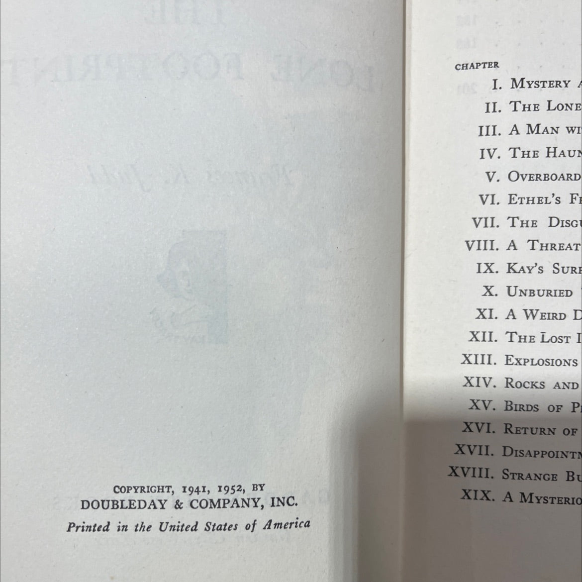 a kay tracey mystery the lone footprint book, by frances k. judd, 1952 Hardcover image 3