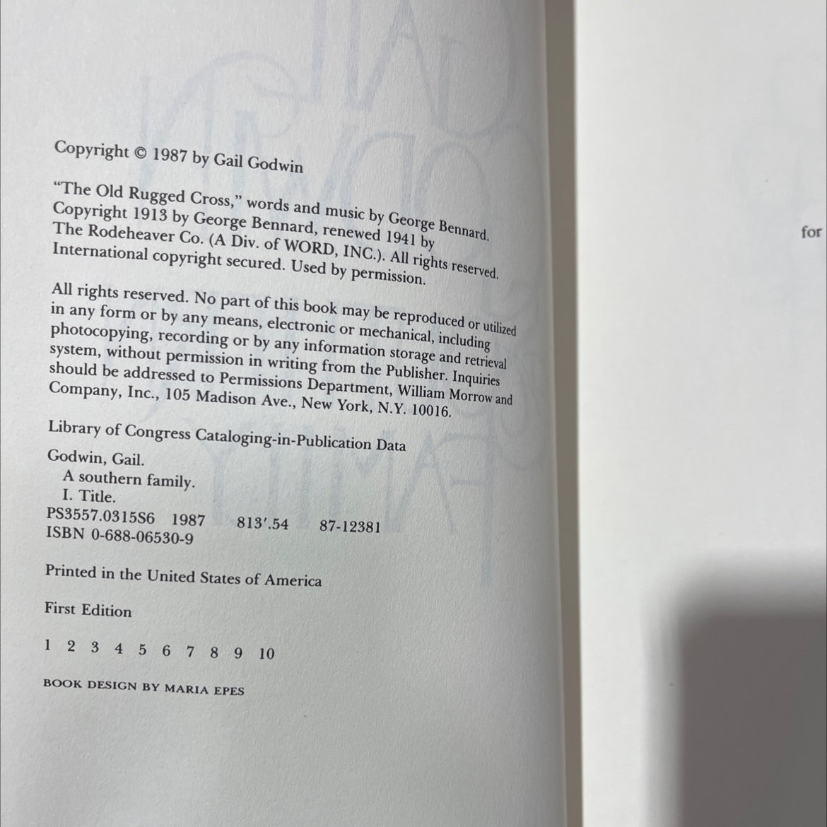 a southern family book, by gail godwin, 1987 Hardcover image 3