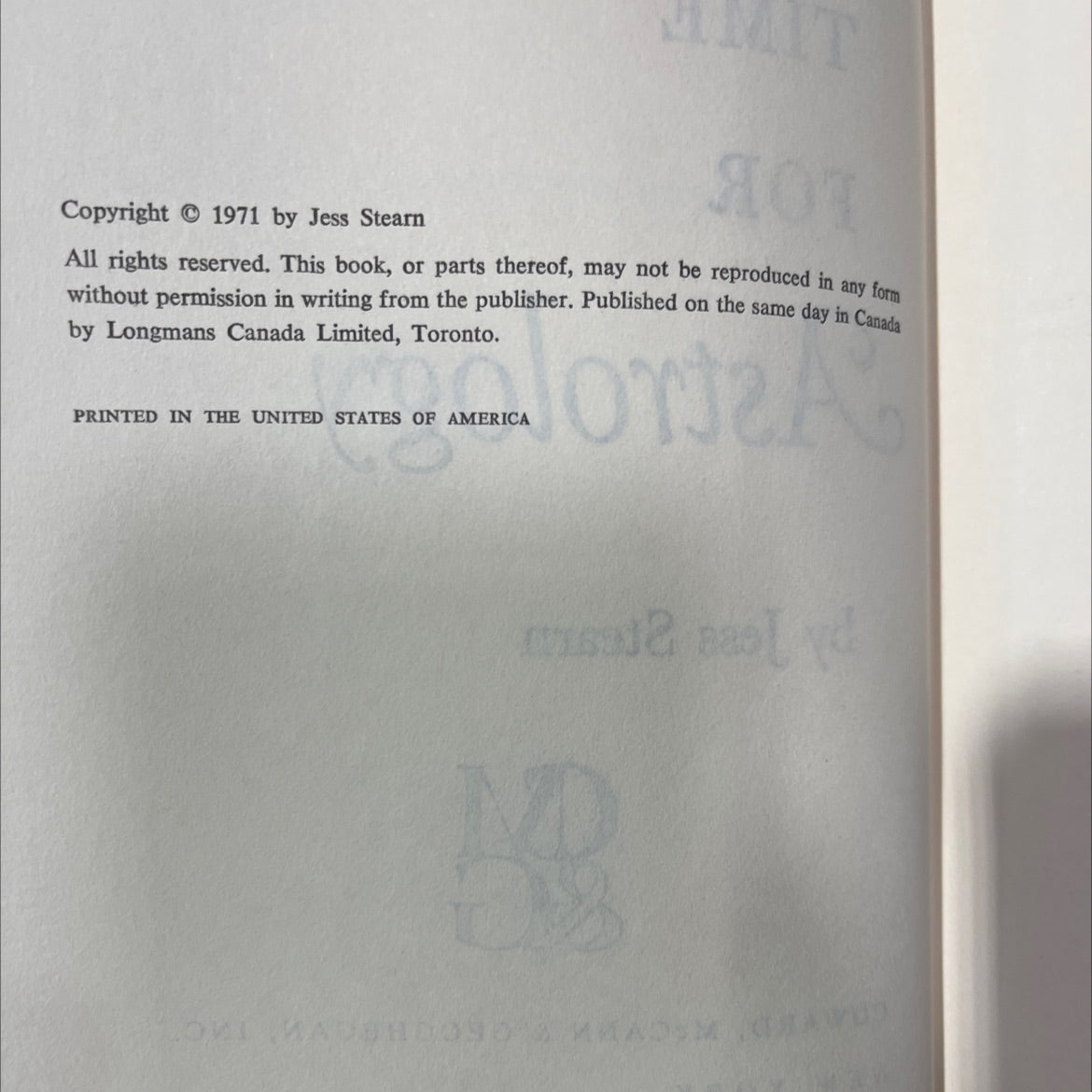 a time for astrology book, by Jess Stearn, 1971 Hardcover image 3