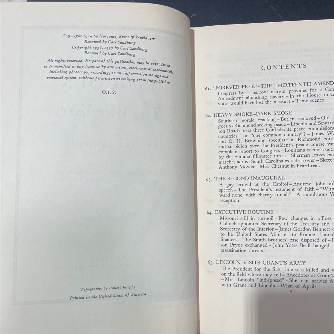 abraham lincoln the war years book, by carl sandburg, 1939 Hardcover image 3