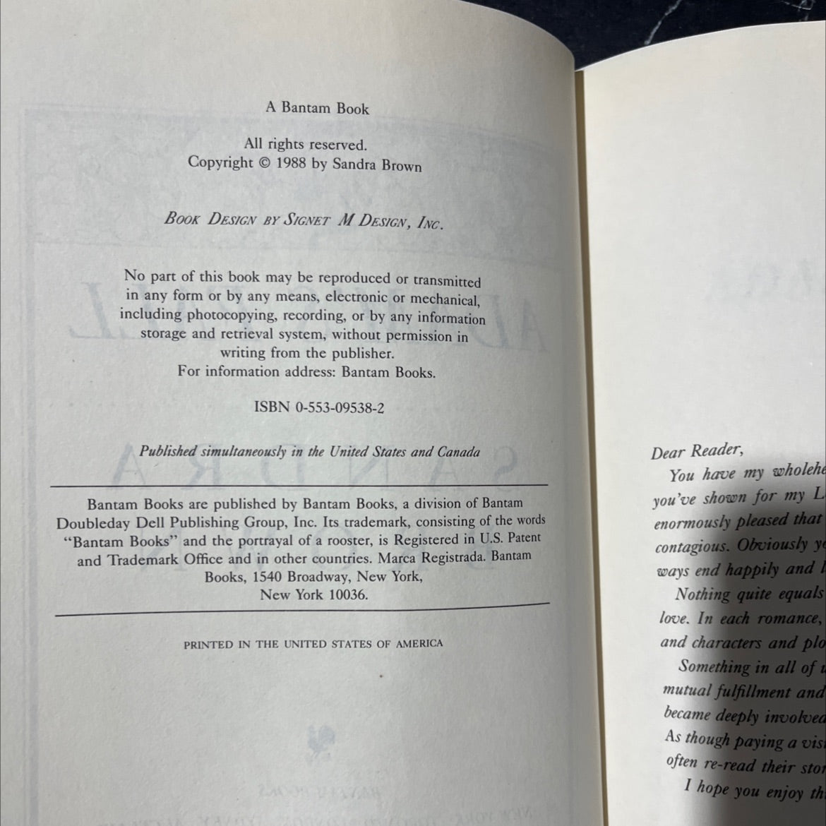 adam's fall book, by sandra brown, 1988 Hardcover image 3