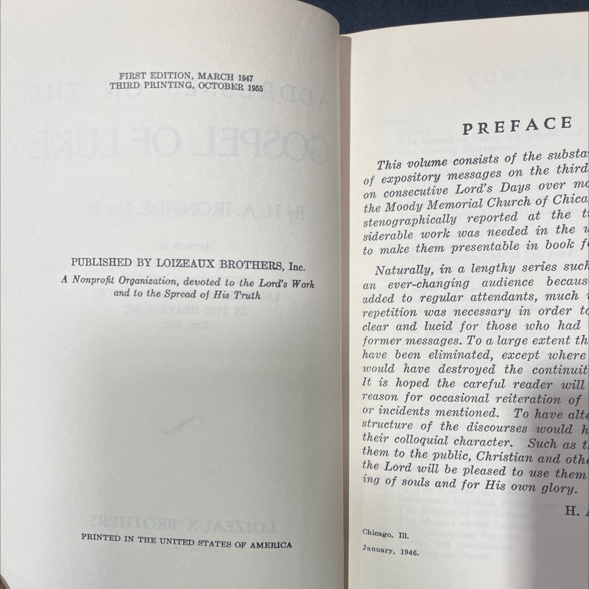 addresses on the gospel of luke book, by h. a. ironside, 1955 Hardcover image 3