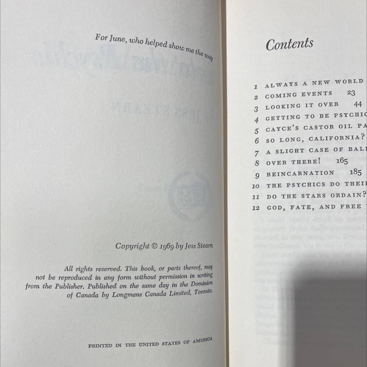 adventures into the psychic book, by jess stearn, 1969 Hardcover image 3