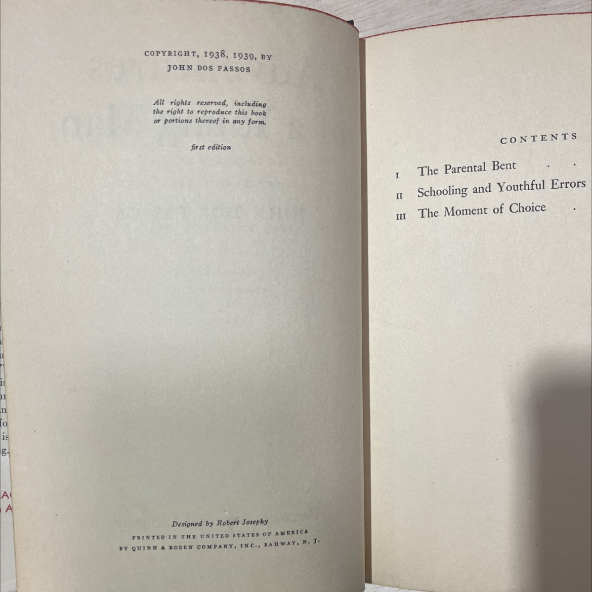 adventures of a young man book, by john dos passos, 1939 Hardcover, First Edition, Antique image 3