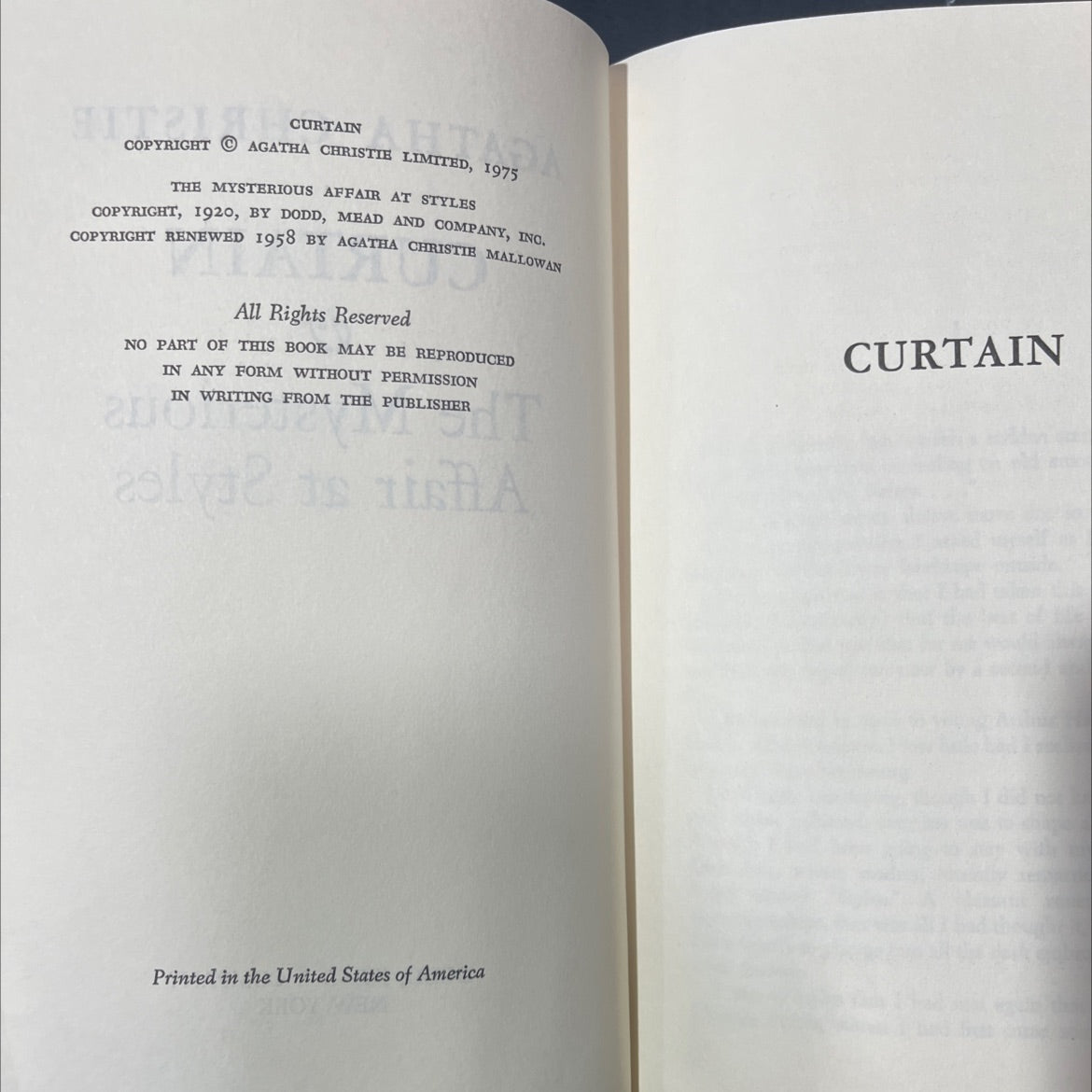 agatha christie curtain book, by agatha christie, 1975 Hardcover image 3