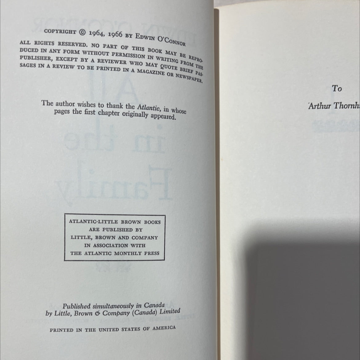 all in the family book, by edwin o'connor, 1966 Hardcover, Vintage image 3