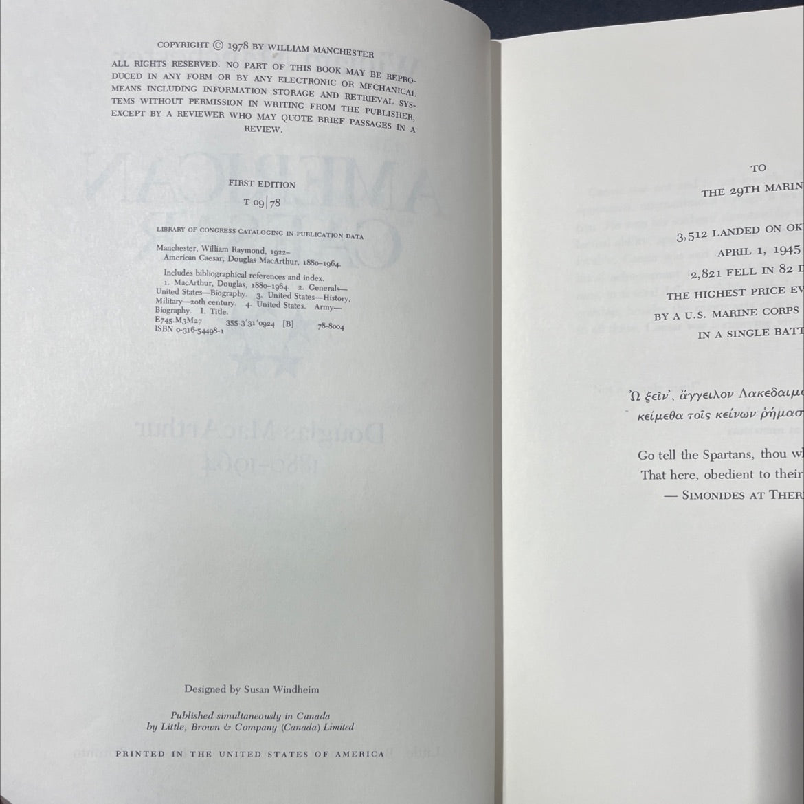 american caesar, douglas macarthur 1880-1964 book, by william manchester, 1978 Hardcover image 3