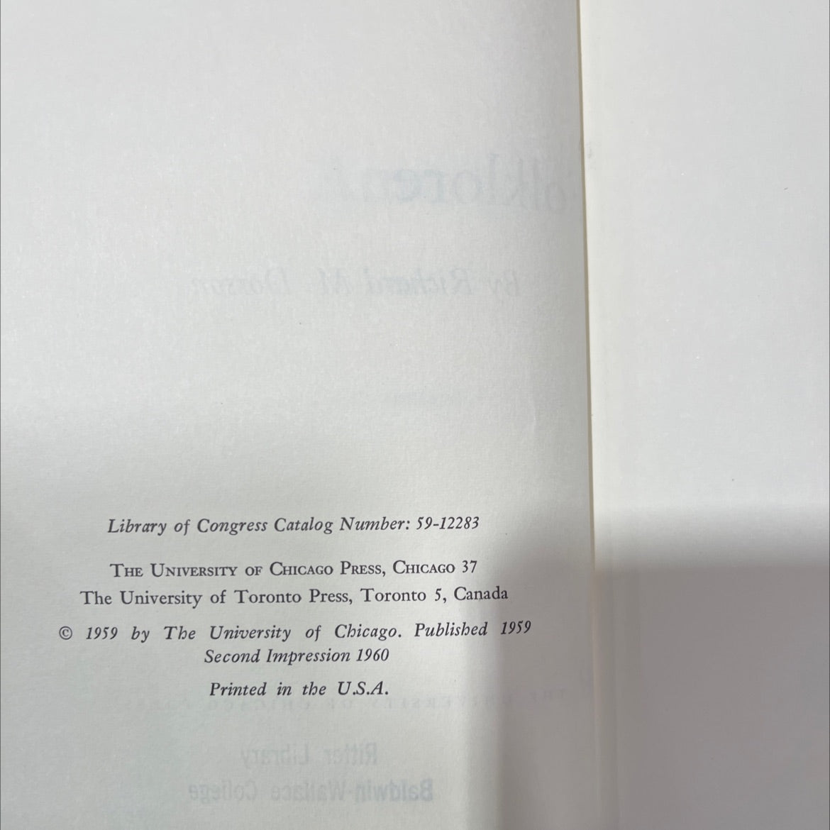 american folklore book, by richard m. dorson, 1960 Hardcover image 3