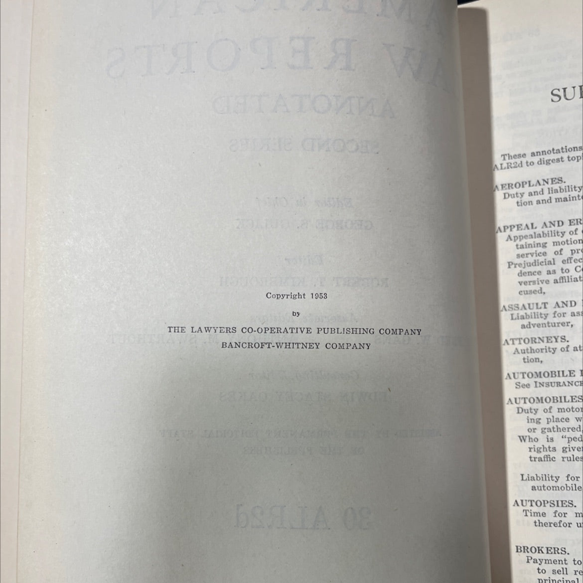 american law reports annotated second series book, by george s. gulick, robert t. kimbrough, 1953 Hardcover image 3