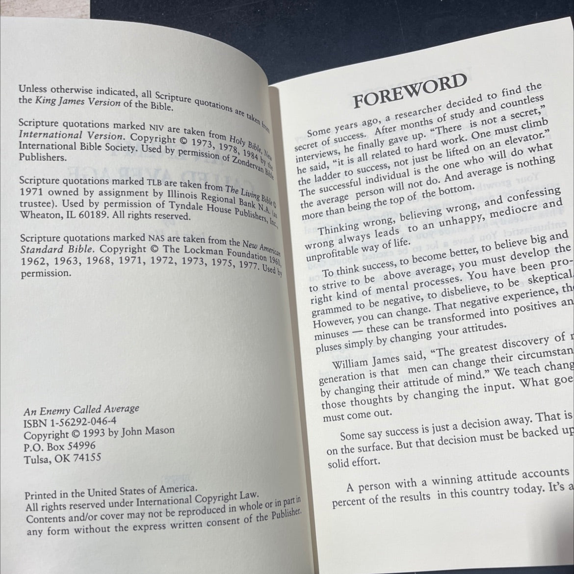 an enemy called average book, by John L. Mason, 1993 Hardcover image 3