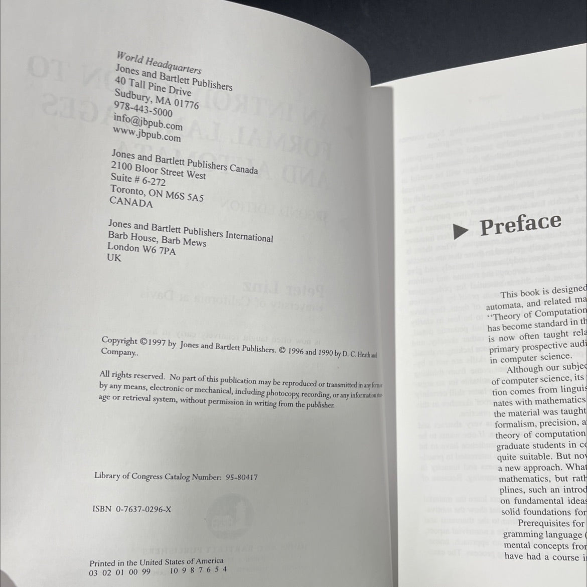 an introduction to formal languages and automata book, by Peter Linz, 1997 Hardcover image 3