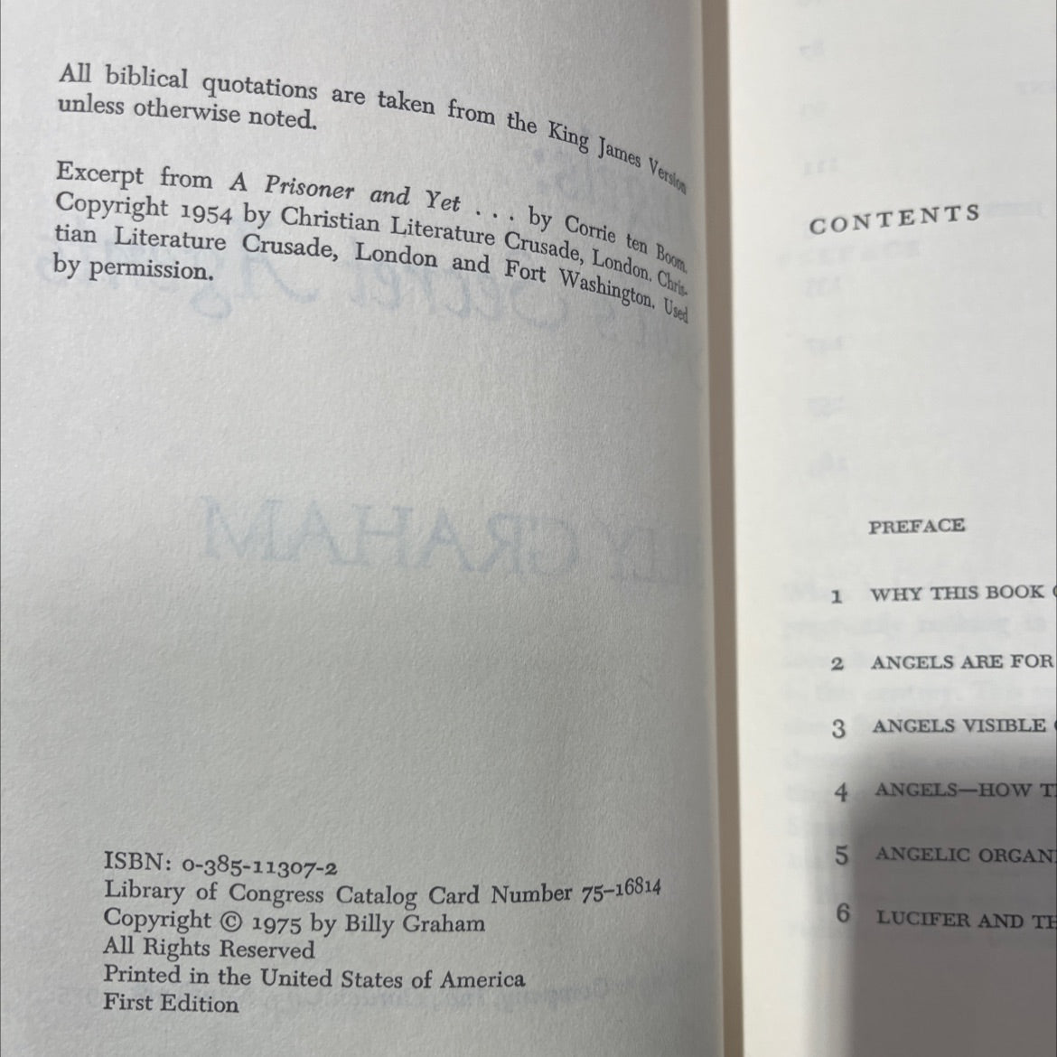 angels: god's secret agents book, by billy graham, 1975 Hardcover image 3