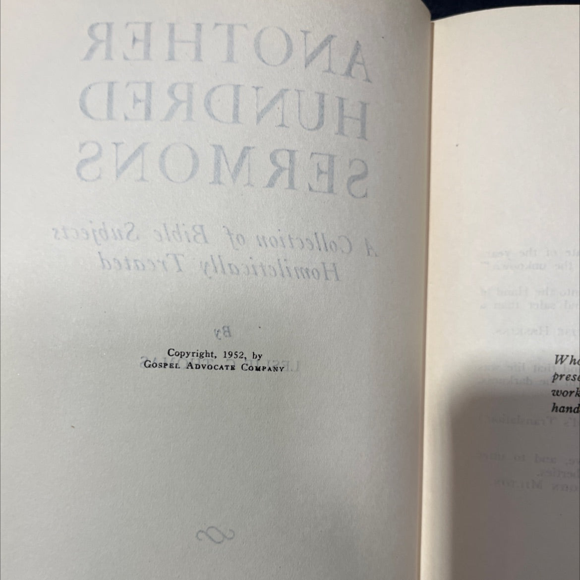 another hundred sermons a collection of bible subjects homiletically treated book, by leslie g. thomas, 1952 Hardcover image 3