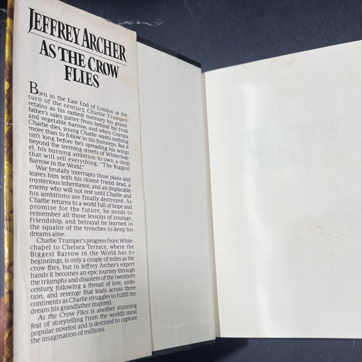 as the crow flies book, by jeffrey archer, 1991 Hardcover image 4