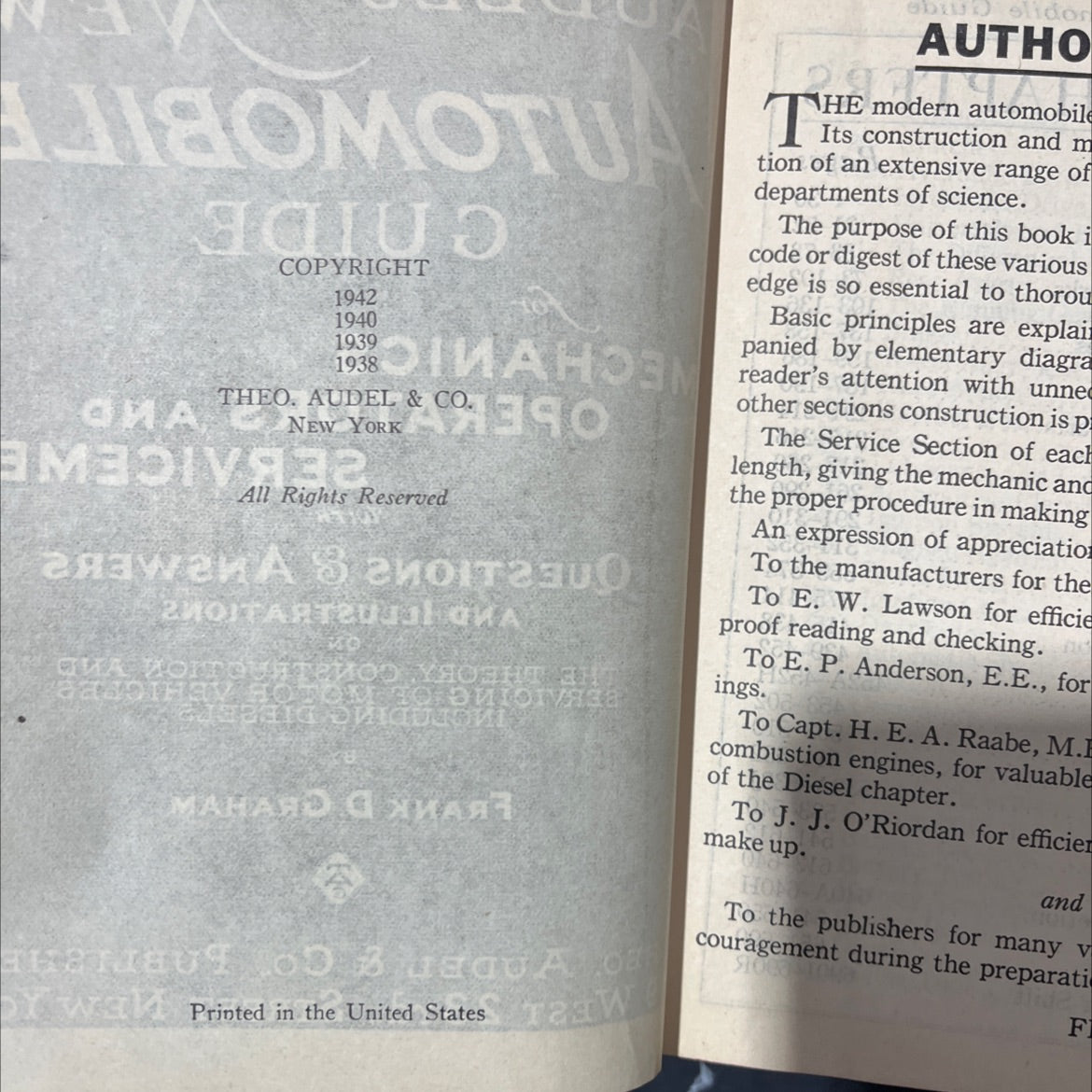 automobile mechanics guide book, by frank d. graham, 1942 Leather image 3