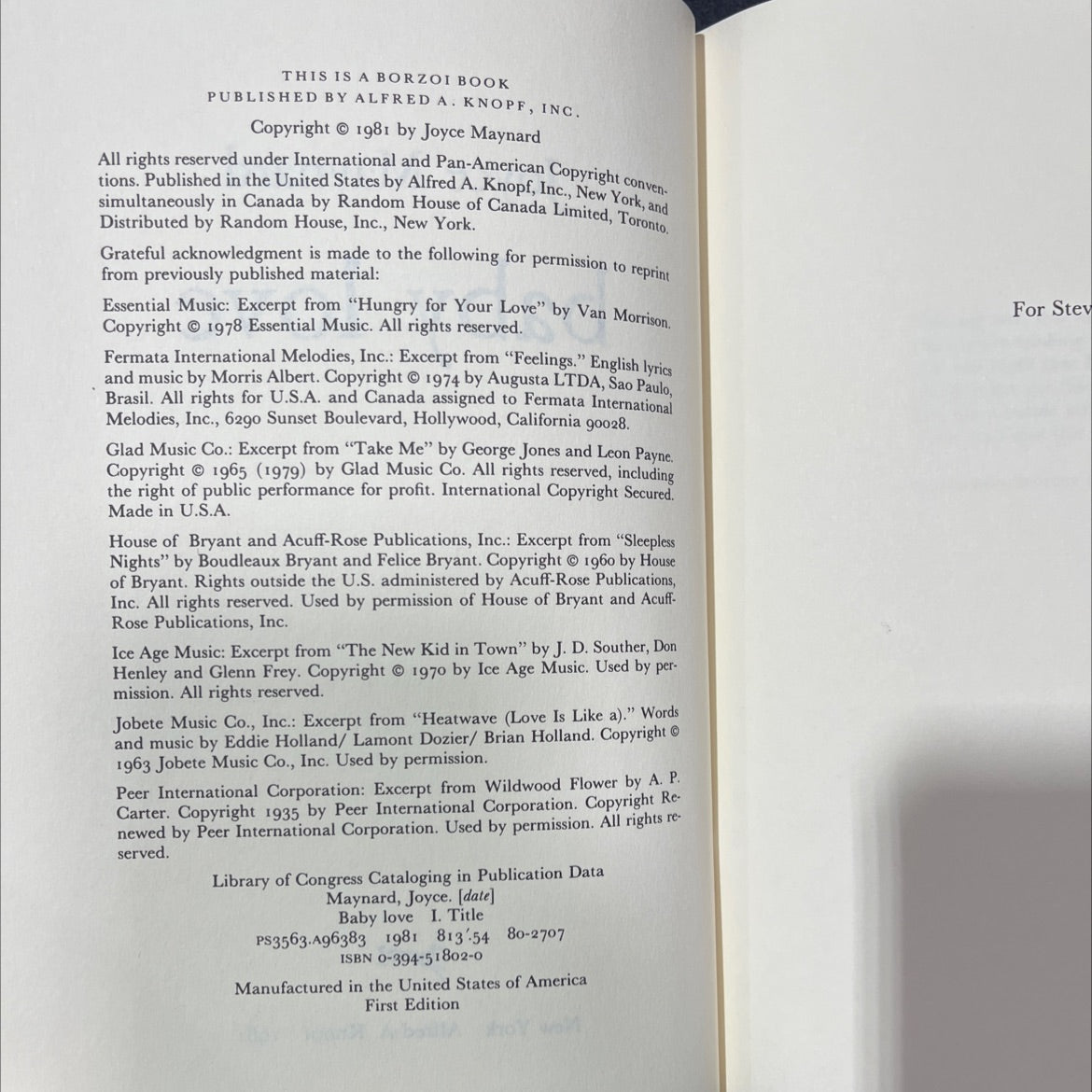 baby love book, by Joyce Maynard, 1981 Hardcover image 3