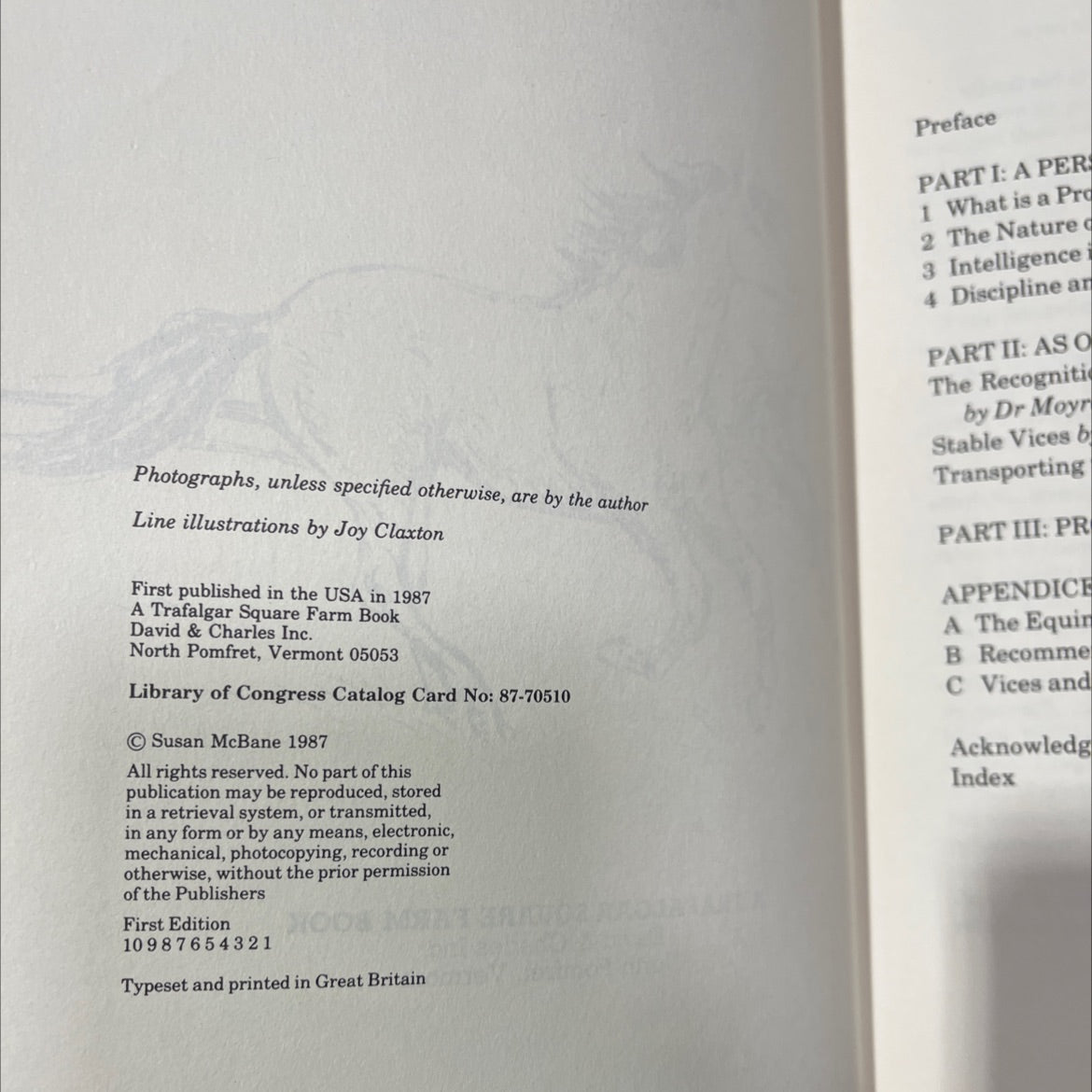 behaviour problems in horses book, by Susan McBane, 1987 Hardcover image 3