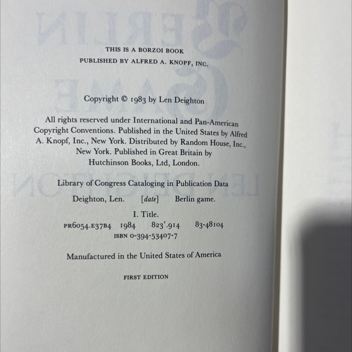 berlin game book, by Len Deighton, 1984 Hardcover image 3