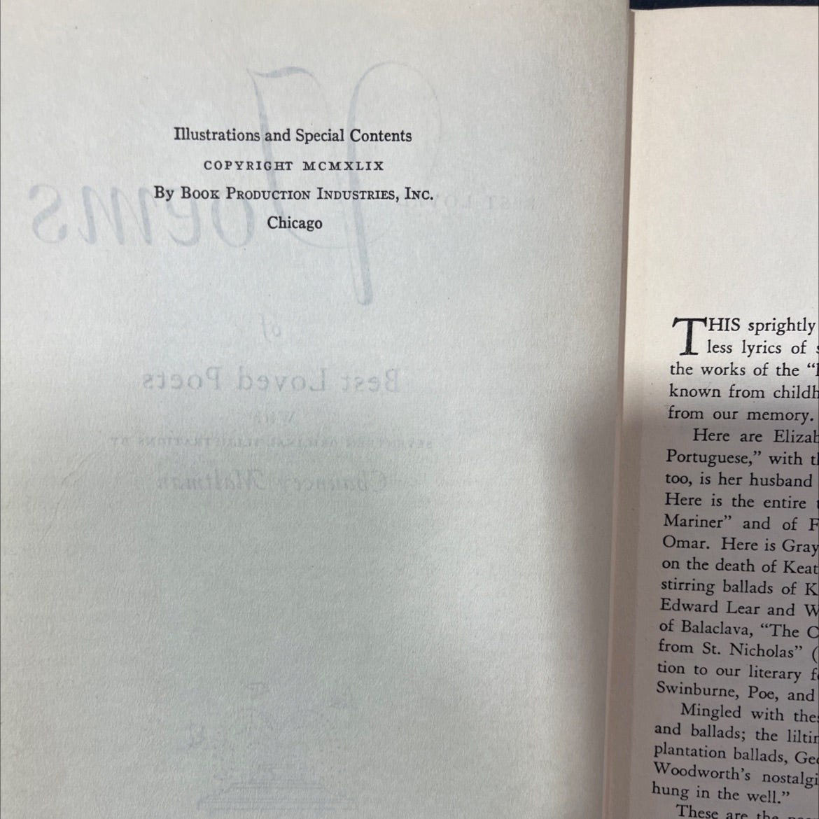 best loved poets book, by unknown, 1949 Hardcover, Vintage image 3