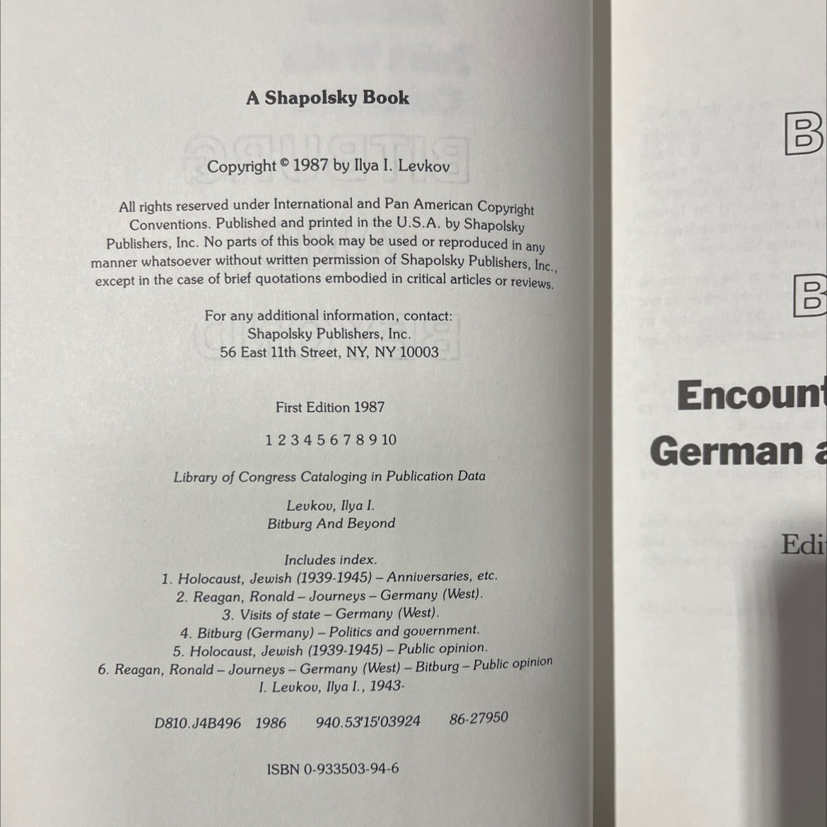 bitburg and beyond book, by Ilya I. Levkov, 1987 Hardcover image 3