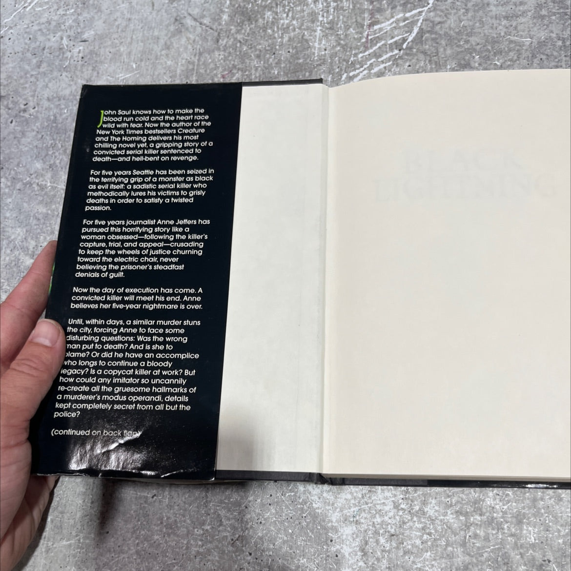 black lightning book, by john saul, 1995 Hardcover image 4
