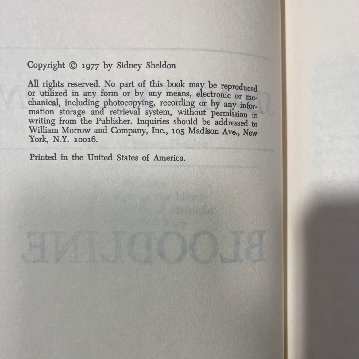 bloodline book, by sidney sheldon, 1977 Hardcover image 3