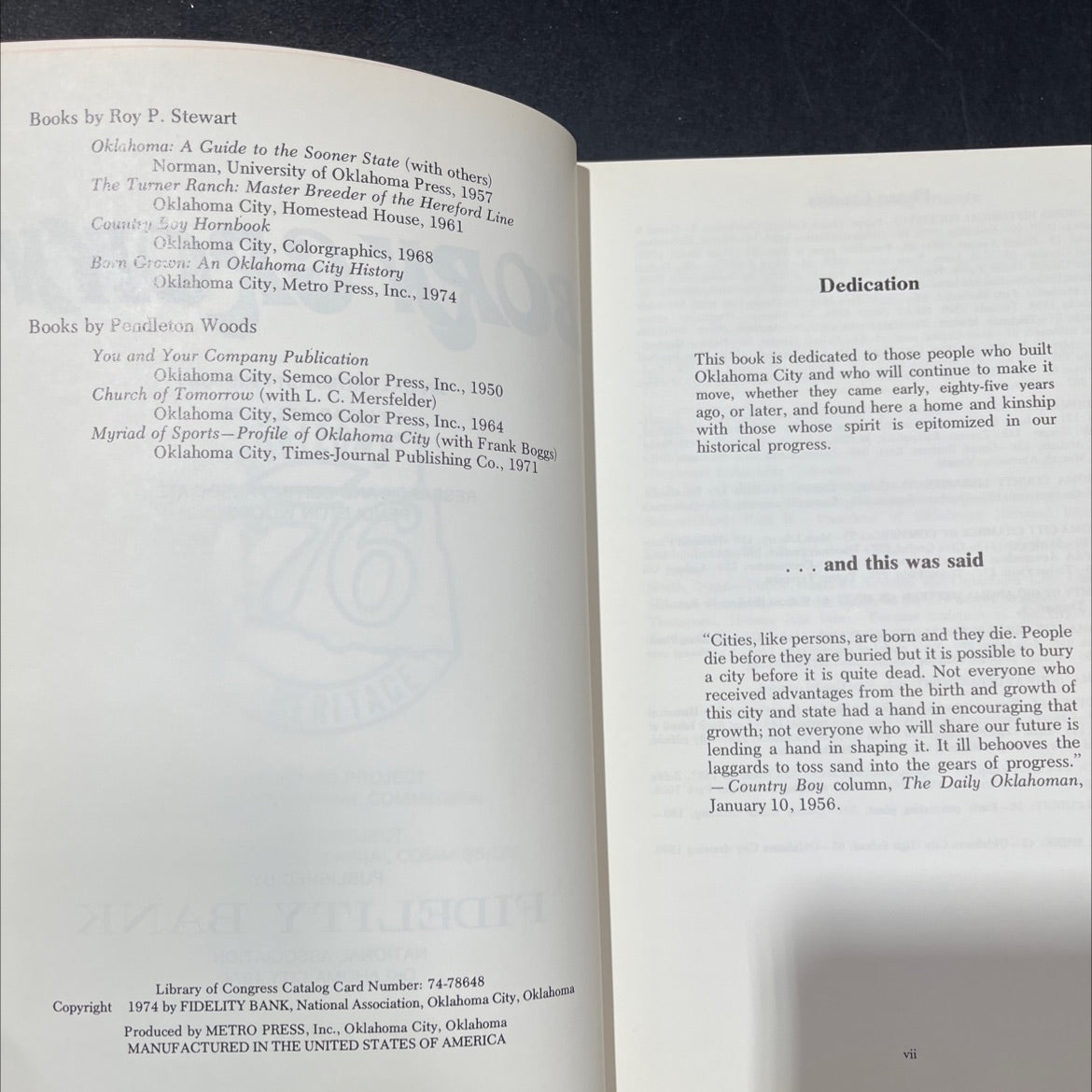 born grown an oklahoma city history book, by roy p. stewart, 1974 Hardcover image 3