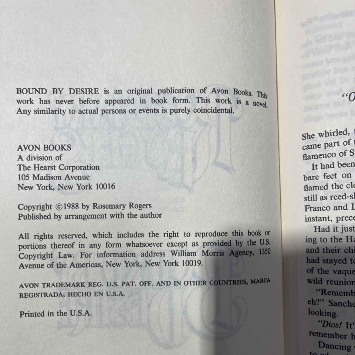 bound by desire book, by rosemary rogers, 1988 Hardcover image 3