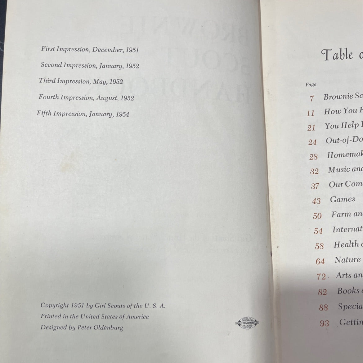 brownie scout handbook book, by girl scouts of the united states of america, 1954 Hardcover image 3