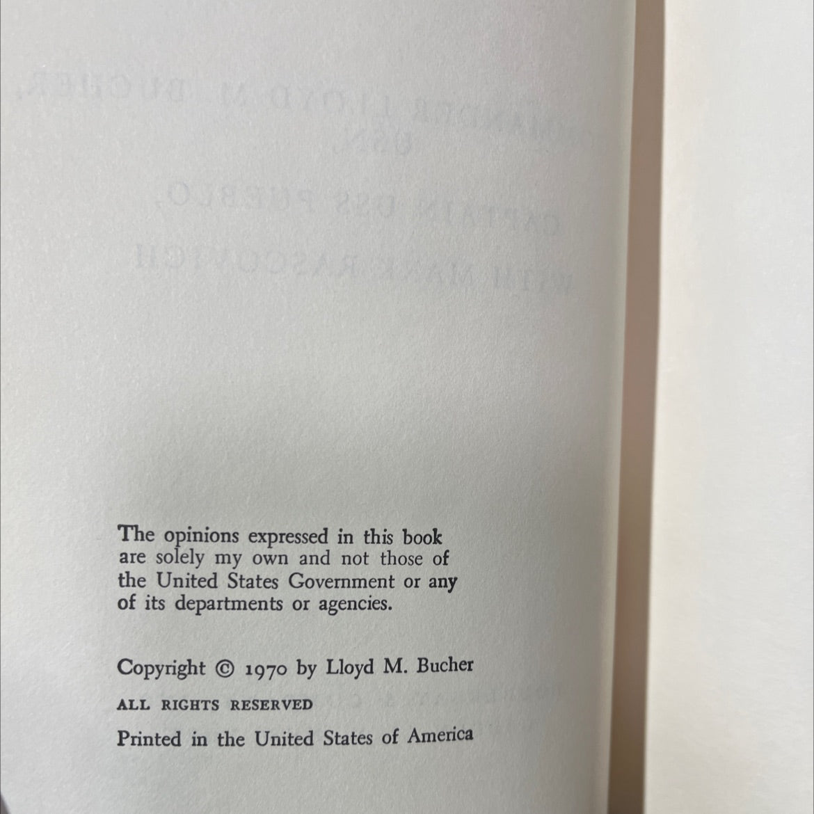 bucher: my story book, by commander lloyd m. bucher, 1970 Hardcover image 3