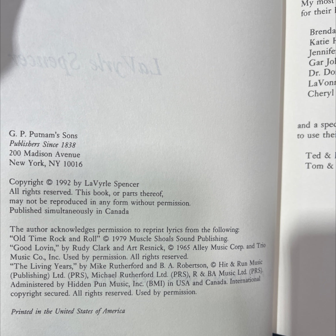 bygones book, by lavyrle spencer, 1992 Hardcover image 3