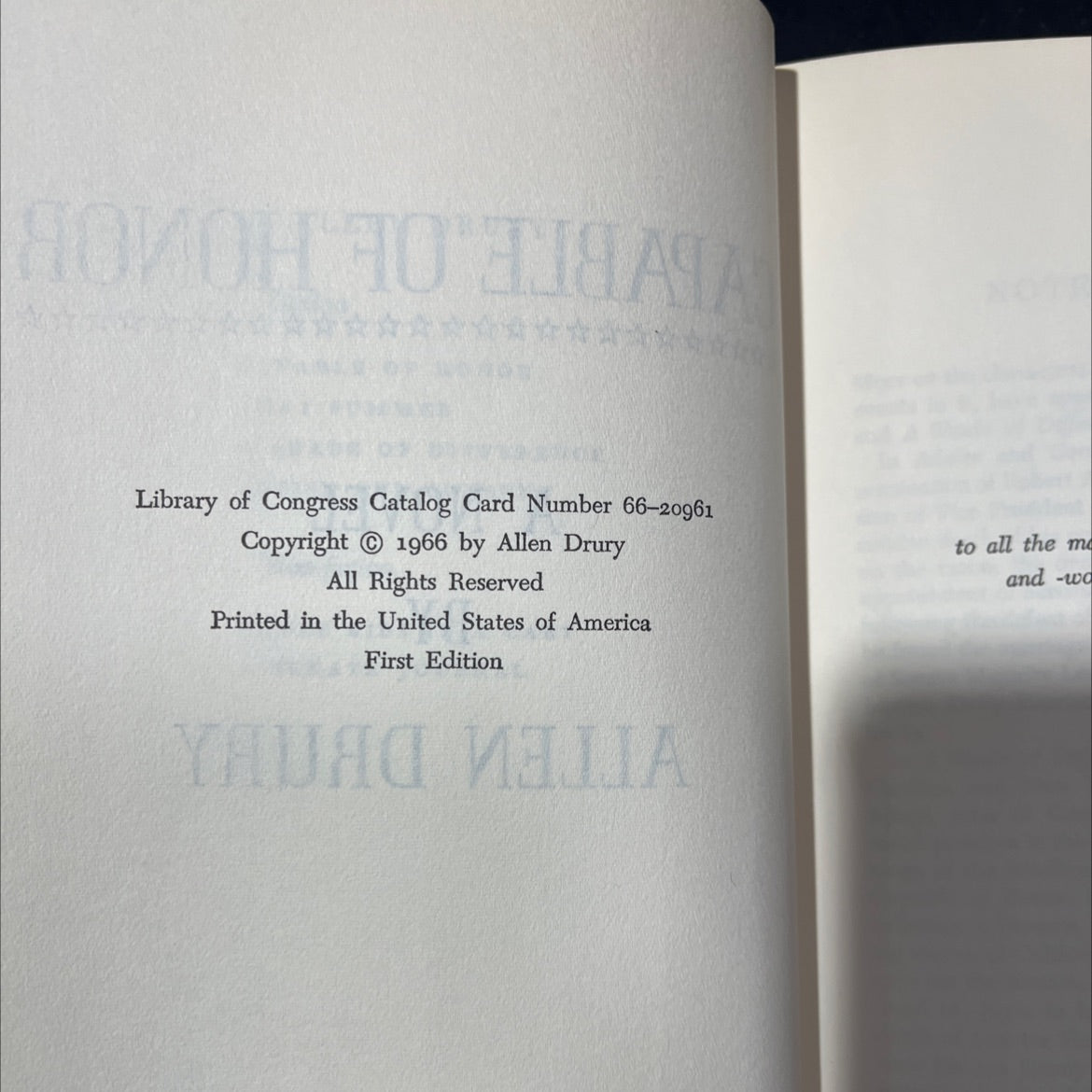 capable of honor a novel book, by allen drury, 1966 Hardcover, First Edition, Vintage image 3