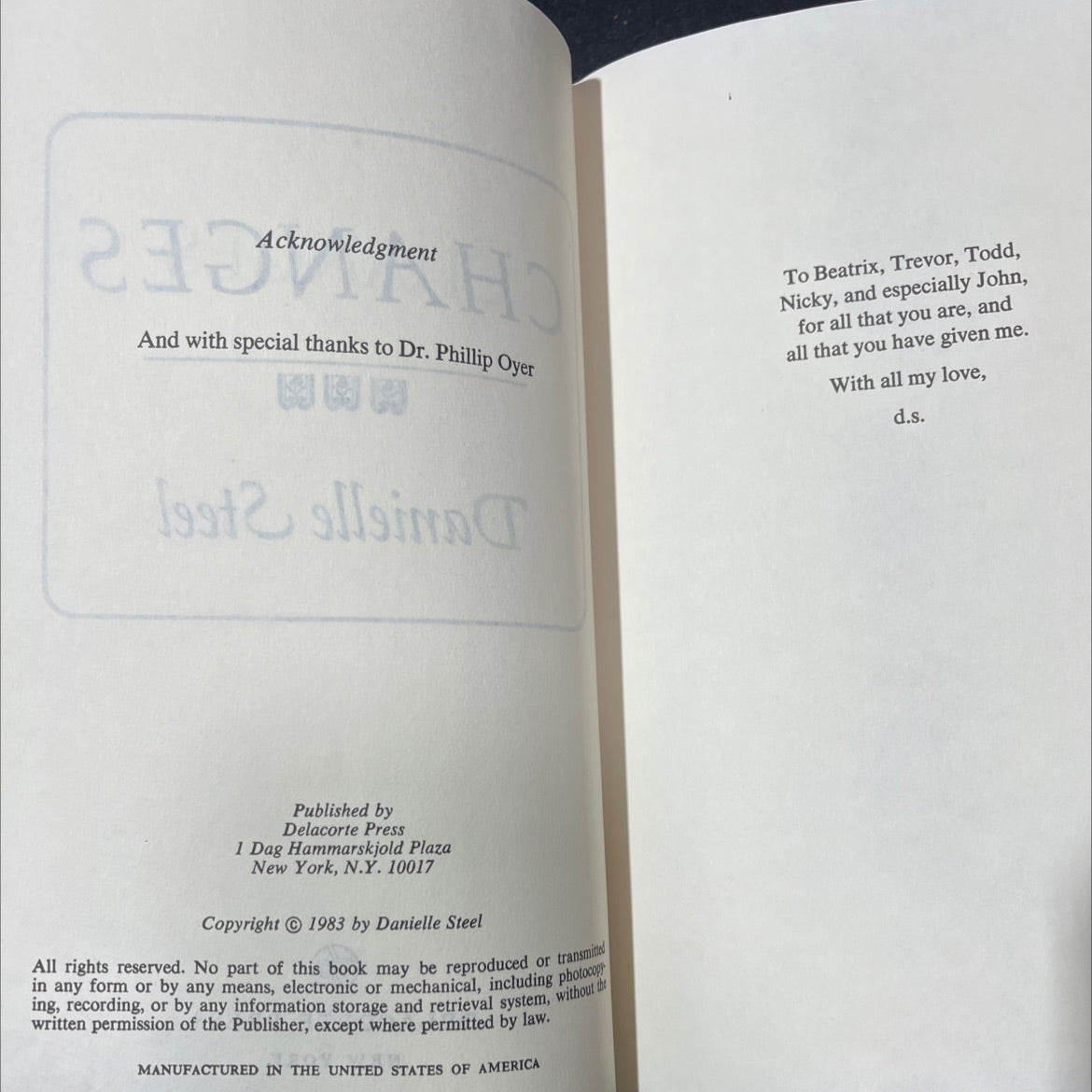 changes book, by Danielle Steel, 1983 Hardcover image 3