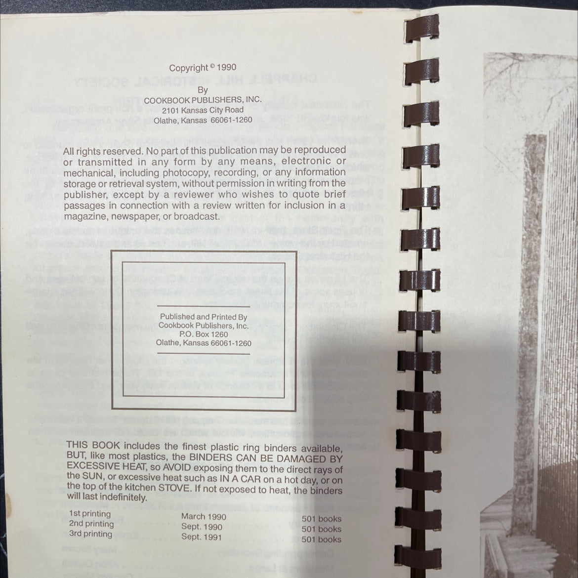 chappell hill historical society cookbook book, by unknown, 1991 Paperback image 3