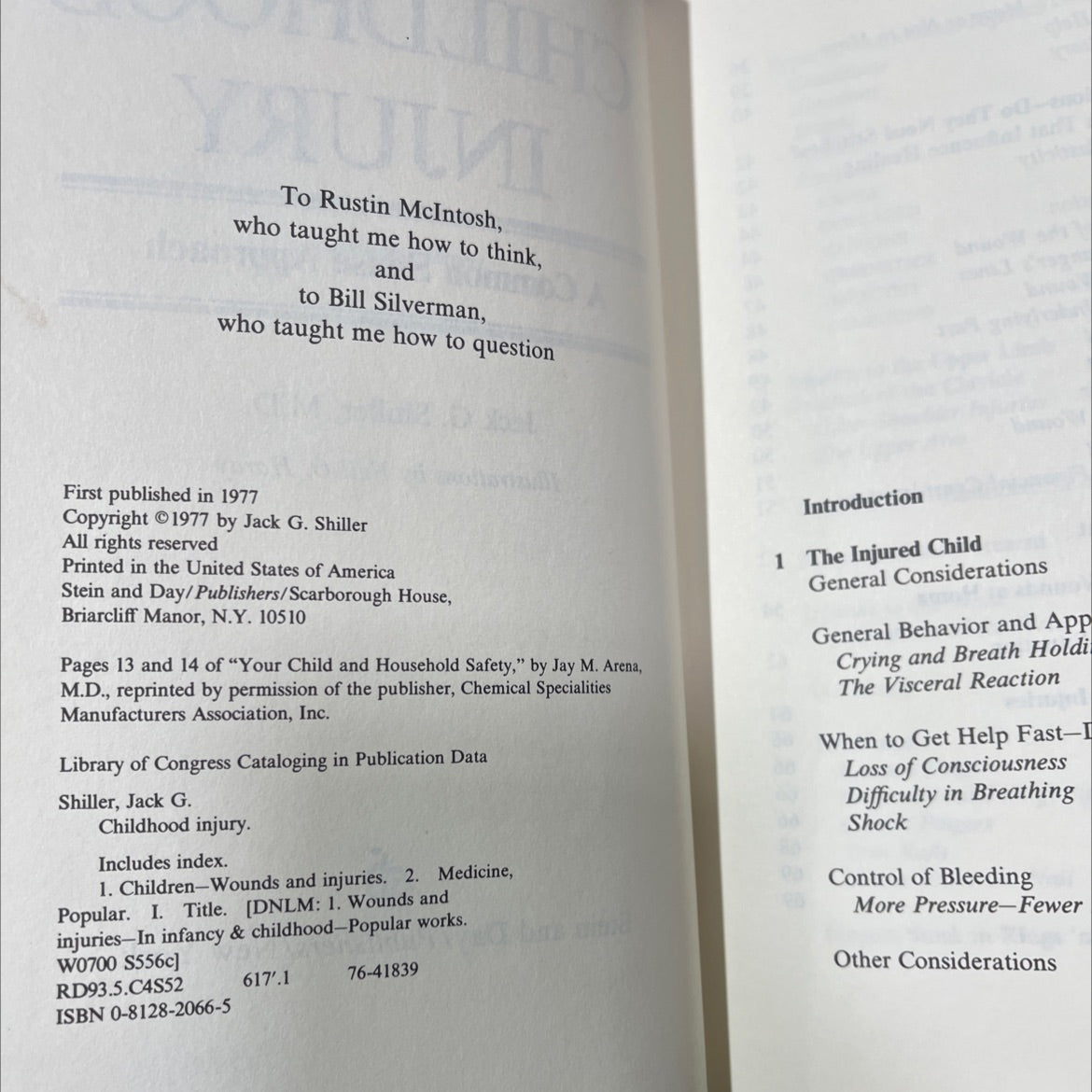childhood injury a common sense approach book, by Jack G. Shiller, M.D., 1977 Hardcover image 3