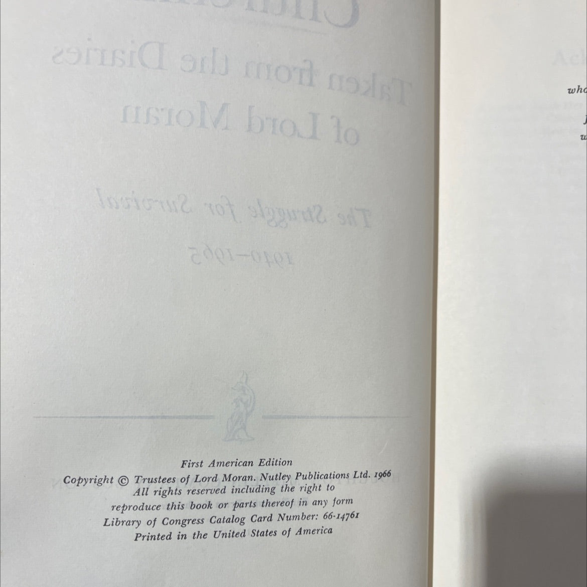 churchill taken from the diaries of lord moran the struggle for survival 1940-1965 book, by Lord Moran, 1966 Hardcover image 3