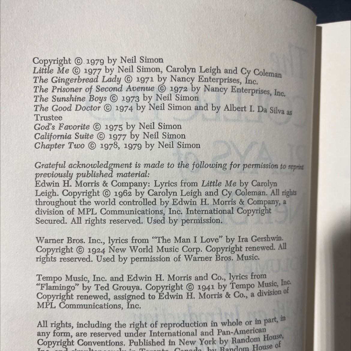 collected plays of neil simon volume ii book, by neil simon, 1979 Hardcover image 3