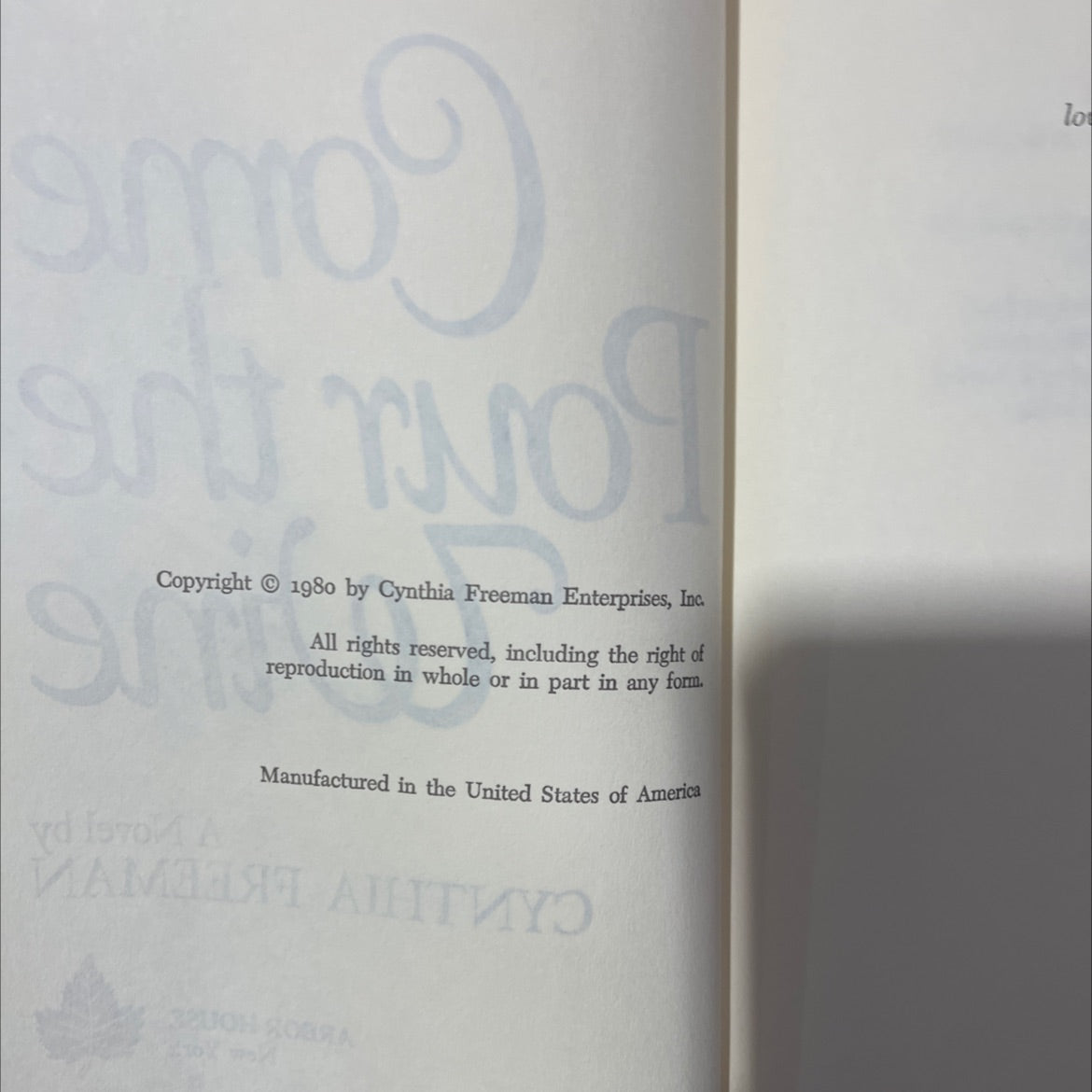 come pour the wine ohma to eva book, by cynthia freeman, 1980 Hardcover image 3