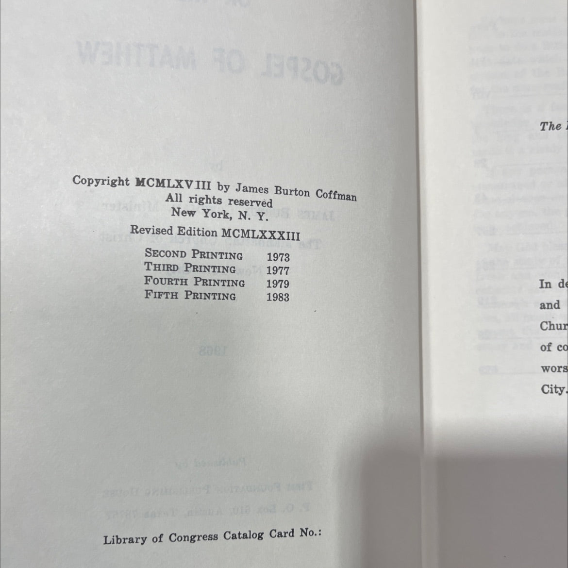 commentary on the gospel of matthew book, by james burton coffman, 1983 Hardcover image 3