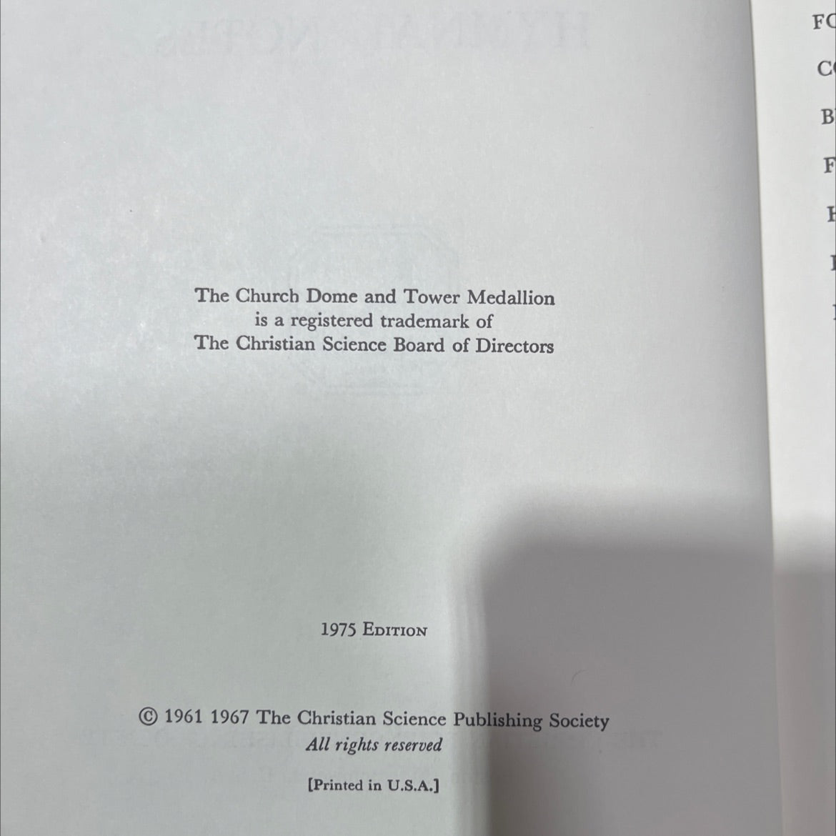 concordance to christian science hymnal and hymnal notes book, by unknown, 1975 Hardcover image 3