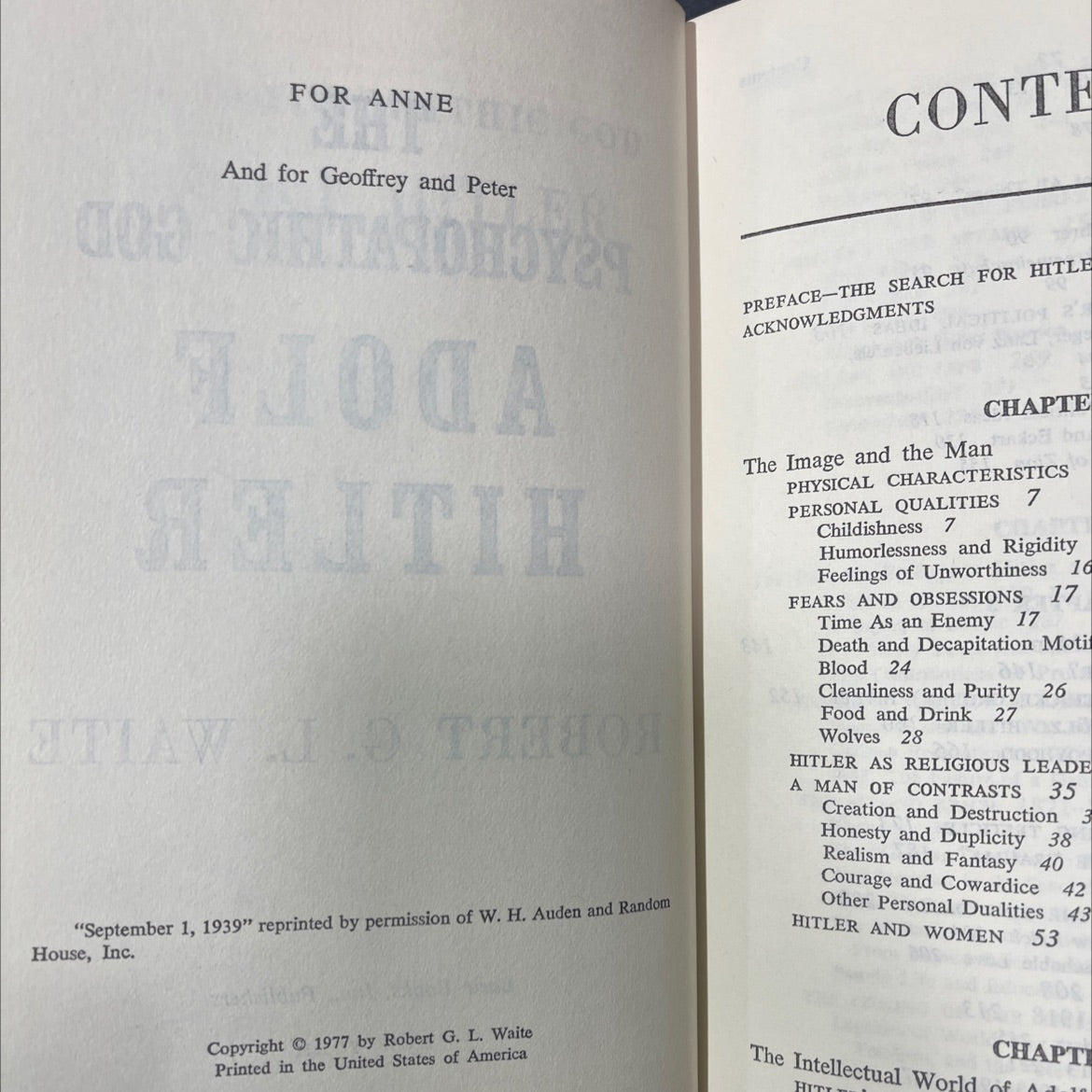 conthets psychopathic god adolf hitler book, by robert g. l. waite, 1977 Hardcover image 3